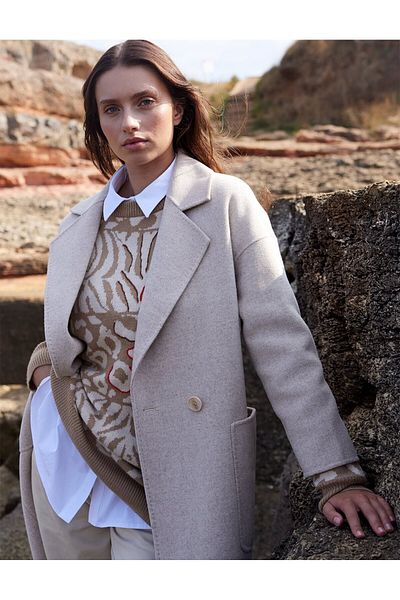 Kayra Cream Premium Wool Coat - Deep Pocket