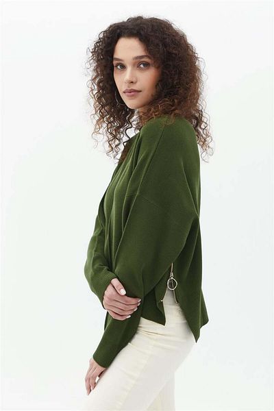 Fashion Friends Khaki Sweater - Side Detailed