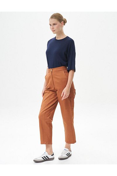 Kayra High Waist Bag Pocket Tobacco Pants