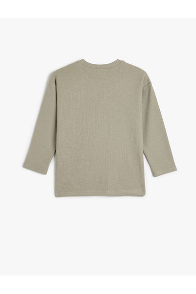 Koton Cotton Long Sleeve Ribbed Oversize Basic T-Shirt