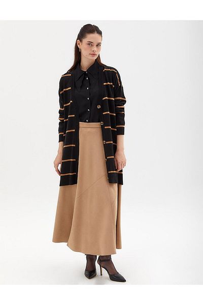 Kayra Striped Knitwear Cardigan Black Beige