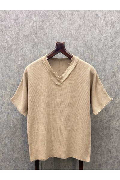 FıttingRoom Bohemian Oversize Soil Cotton Lenn T-Shirt - мръсна крайна яка, изпрана