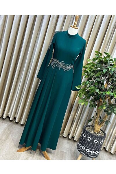 ELİF ERGÜN TEKSTİL 2106 Sağ Omzu Ve Beli Taş Detaylı Abiye Elbse Qys Abiye El...