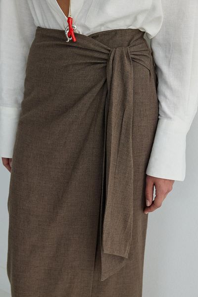 Suud Collection Lněná sukně - Hnědý design Noli