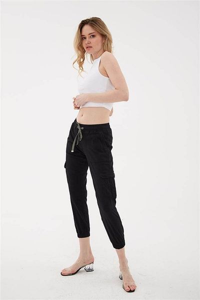 Fashion Friends Cargo Pocket Jogger Pants Black