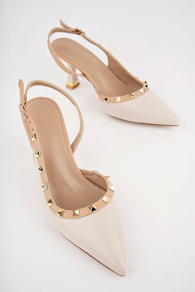 Sapin Thin Heeled Studded Open Back Women's Shoes - Full Fit Size Recommended 72801