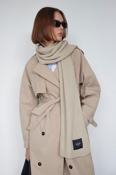 Suud Collection Beigefarbener, schlichter Strickschal