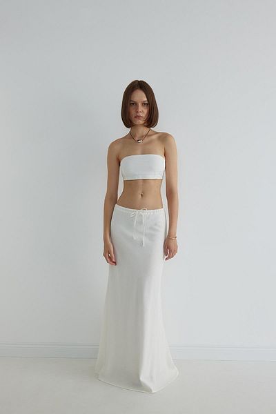 Suud Collection Bílá Maxi sukně Merve Linen