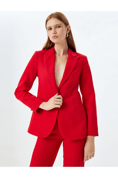 Koton Zweireihige Blazerjacke mit Kragen und Taschendetail