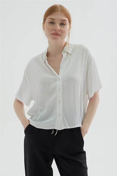 Fashion Friends Cămașă crop cu model Ecru
