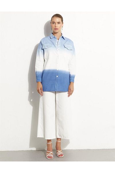 Kayra Jachetă cu gradient din denim albastru