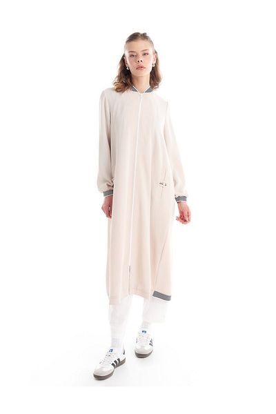Kayra Rib Detailed Zippered Wear Cream