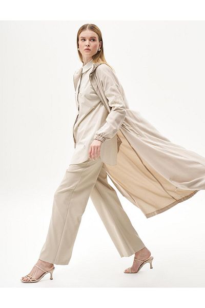 Kayra Stone Colored Modal Clothes - Fabric Garnished and Zippered
