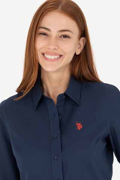 U.S. Polo Assn. Дамска тъмносиня риза с дълъг ръкав, базова, 50266361-VR033