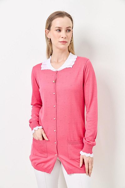 Two Mail Lace Collar Cardigan PINK