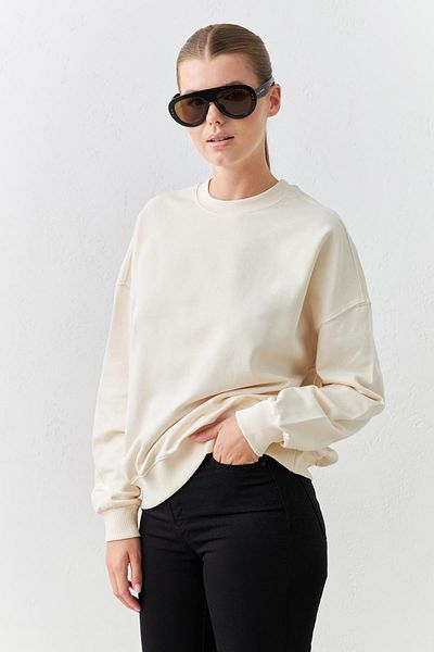 Setre Long Sleeve Mini Printed Cream Sweatshirt - Crew Neck