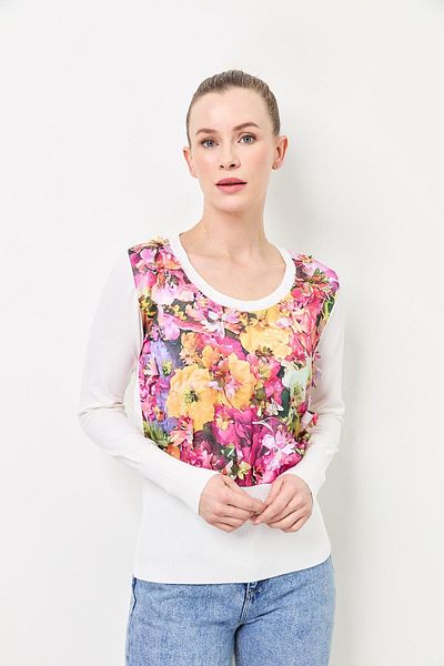Two Mail Bluză cu imprimeu floral ALB