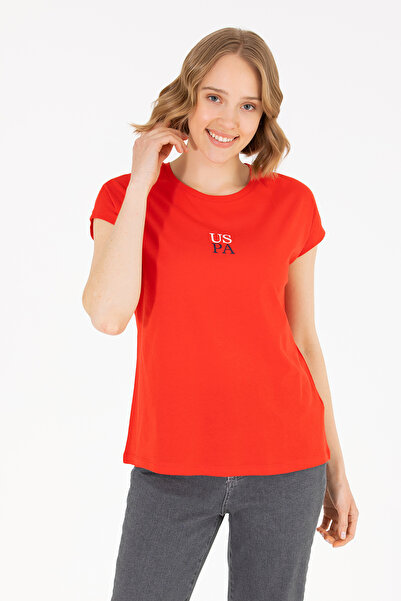 U.S. Polo Assn. Γυναικείο κόκκινο μπλουζάκι με λαιμόκοψη ποδηλάτου 50267008-V...