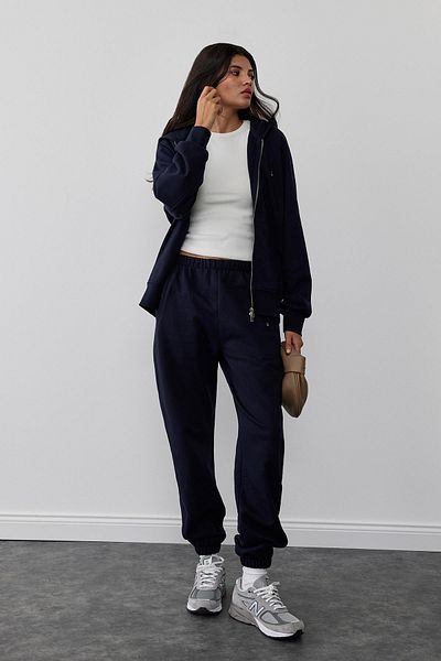 Suud Collection Navy Blue Flore Double Zipper Cardigan
