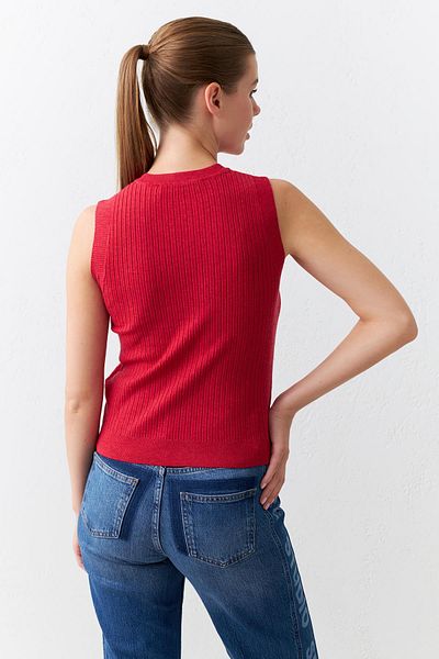 Setre Bluză din tricot fără mâneci cu dungi roșii