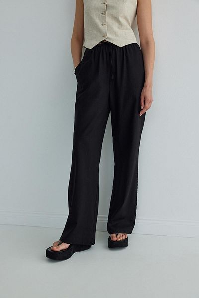 Suud Collection Black Portofino Linen Trousers