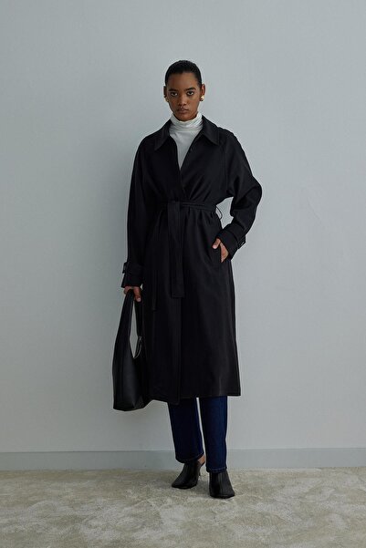 Suud Collection Dlouhý trenčkot Black Weightles