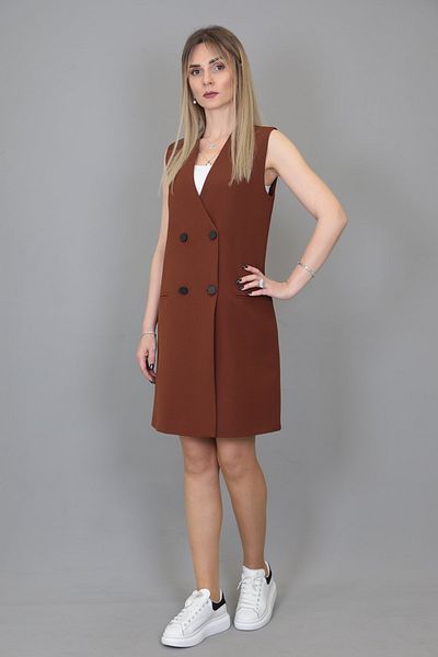 ÖNDER ÖZSOY Vest Dress-Bitter Brown