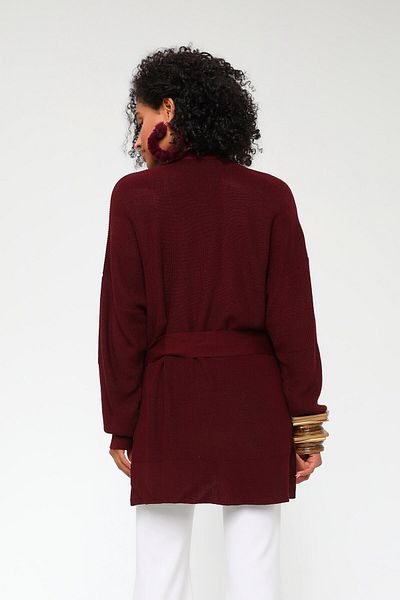Two Mail Fur Pocket Cardigan Claret Red