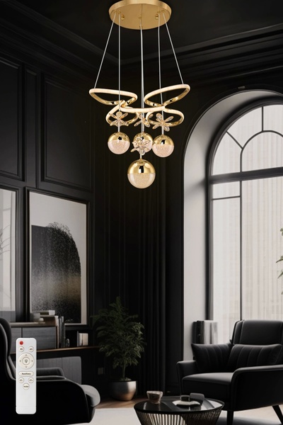 NZL Lighting Kelebek Kasa 3 Renk Kumandalı Modern Sarkıt 3 Orta 1 Büyük 4 Top...
