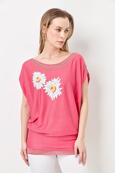 Two Mail Daisy Bat Blouse PINK