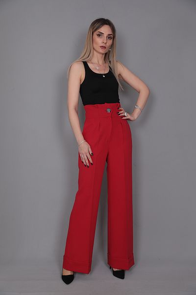 ÖNDER ÖZSOY Double Leg High Waist Trousers-red