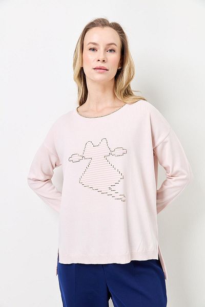 Two Mail Stone Detailed Patterned Knitwear POWDER