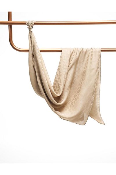 Kayra Beige Color Spiral Patterned Scarf