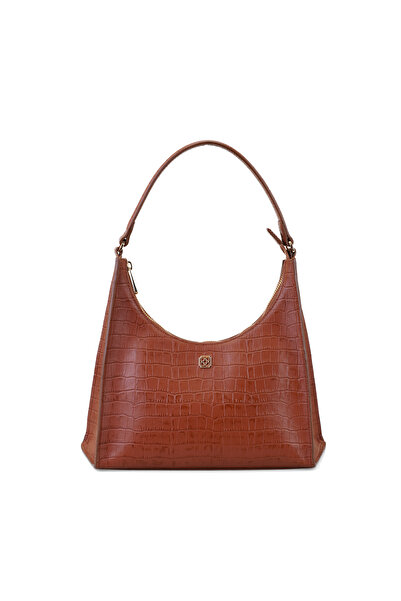 Desa Aspen Kahve Kadın Kroko Baskılı Deri Omuz Çantası