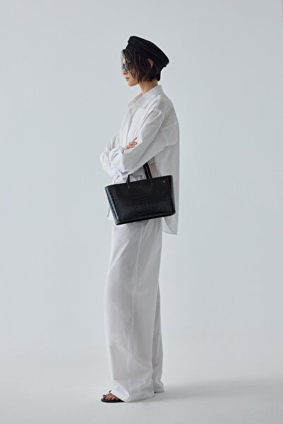 Suud Collection Beyaz Basic Poplin Pantolon