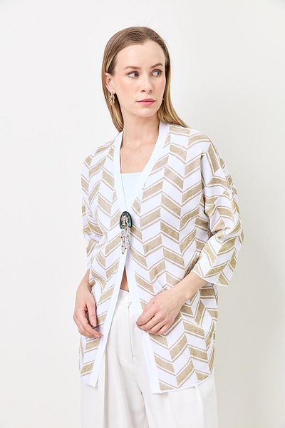 Two Mail SIM DETAILED CARDIGAN White-Gold