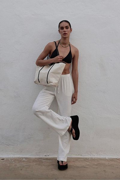 Suud Collection White Portofino Linen Trousers