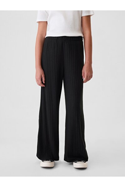 GAP Kız Çocuk Siyah Cozy Wide-Leg Eşofman Altı