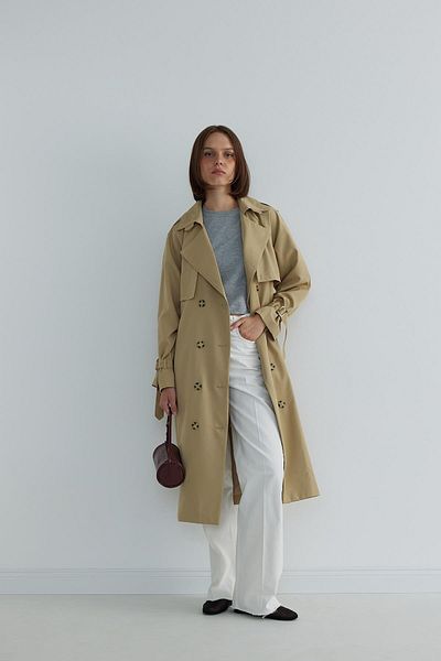Suud Collection Camel Long Cotton Trench Coat