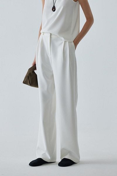 Suud Collection Dalie White Pleated Trousers