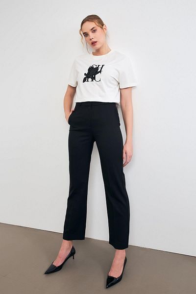 Setre Pantaloni din material negru cu model