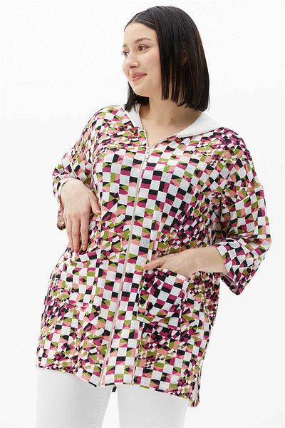 Two Mail Fuchsia Geometric Jacket