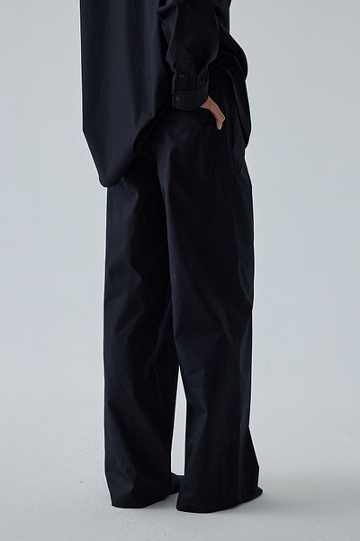 Suud Collection Black Poplin Basic Trousers