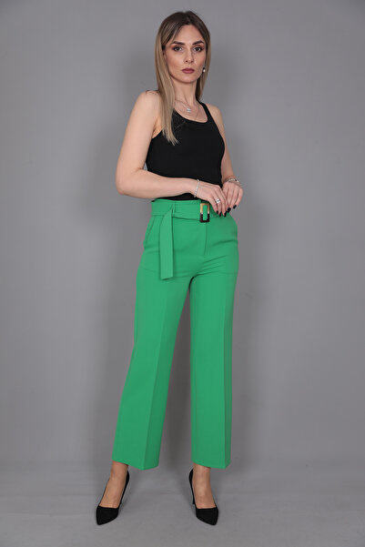 ÖNDER ÖZSOY Kısa Bol Paça Pantolon-yeşil