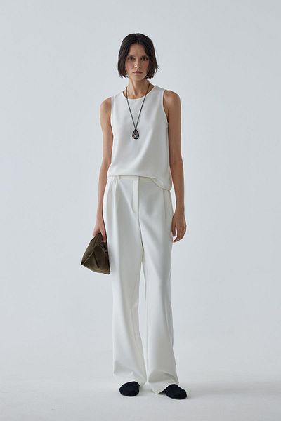 Suud Collection Dalie White Pleated Trousers