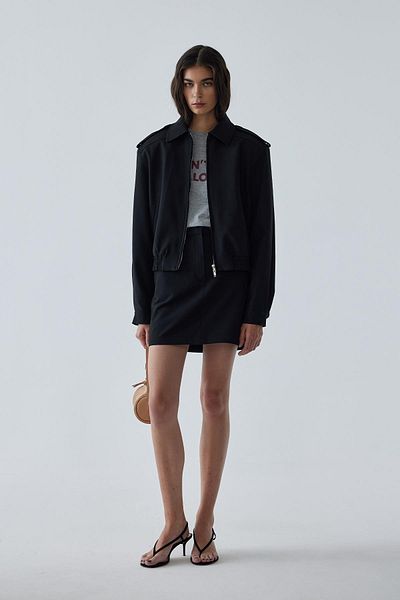 Suud Collection Bunda Black Cooper Crop Bomber