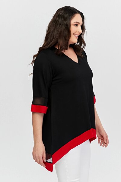 aytemas Asymmetric Colorful Striped Tunic with Skirt