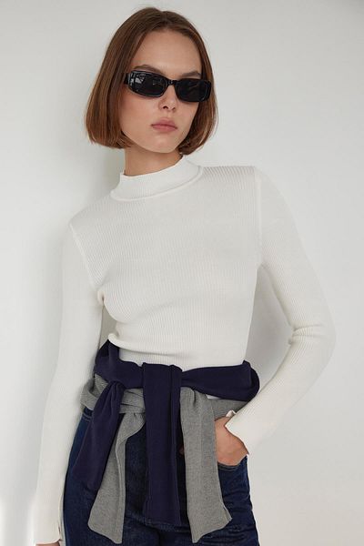 Suud Collection Weißer Jane Fisherman Strickbody