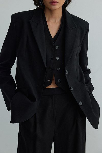 Suud Collection Gabriel Linen Black Blazer Jacket