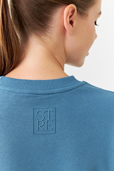 Setre Суитшърт с дълъг ръкав и кръгло деколте в петролен цвят